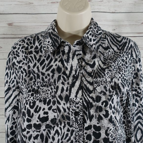 Jones New York Sport Tiger Print Blouse - Picture 2 of 9